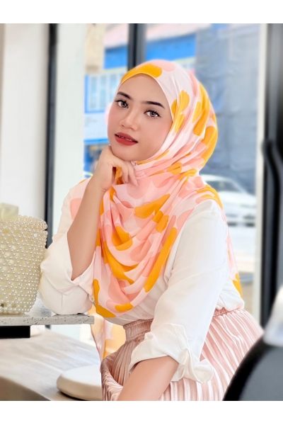 TUDUNG SEMINIT PRINTED - FLOWER ORANGE